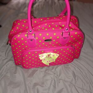 Vibrant Pink and Green Polka Dot Baby Bag